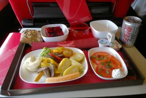 Prato servido no almoço da primeira classe no Thalys